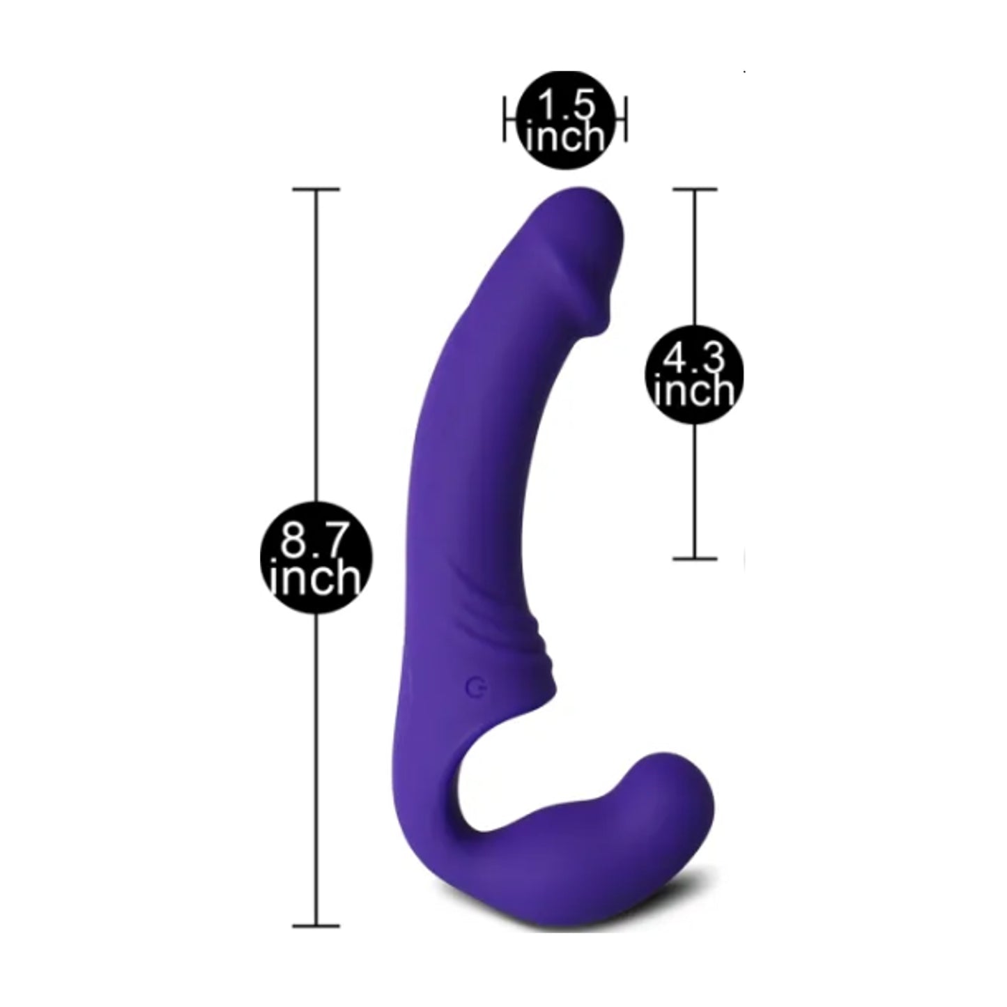 Side view showing full measurements and insertable lengths