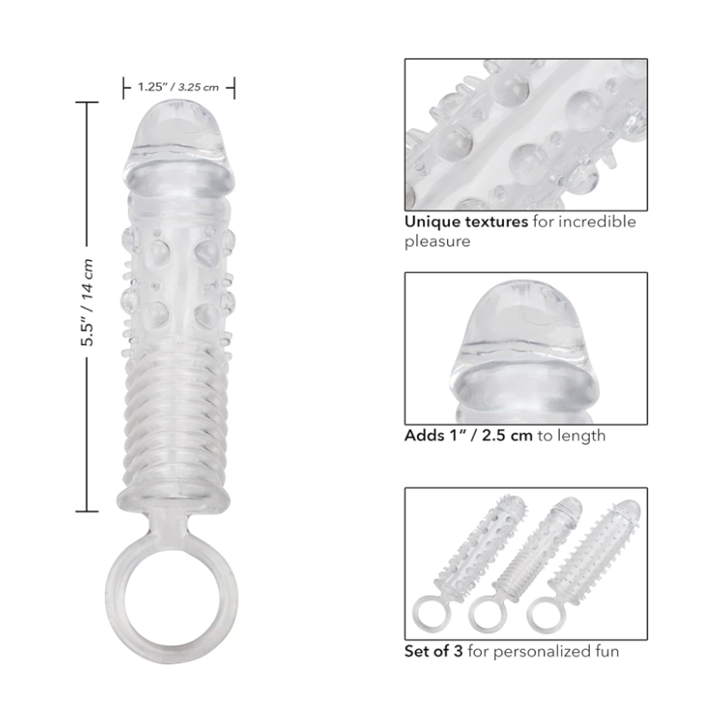 Measurement diagram showing sleeve length and added extension
