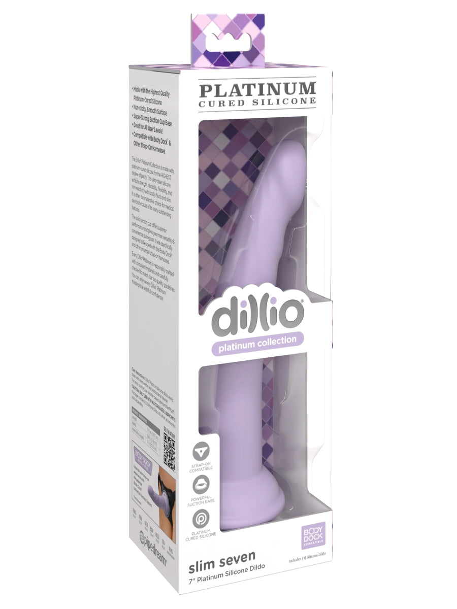 Dillio Platinum Slim Seven 7" Dildo Purple 1