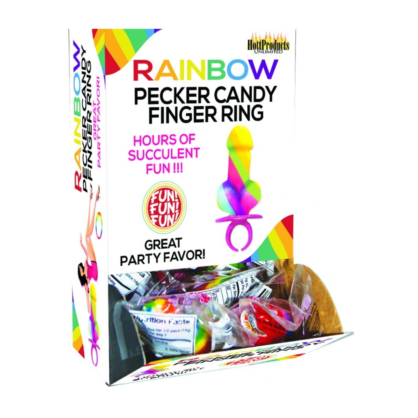 Rainbow pecker candy finger ring retail display box