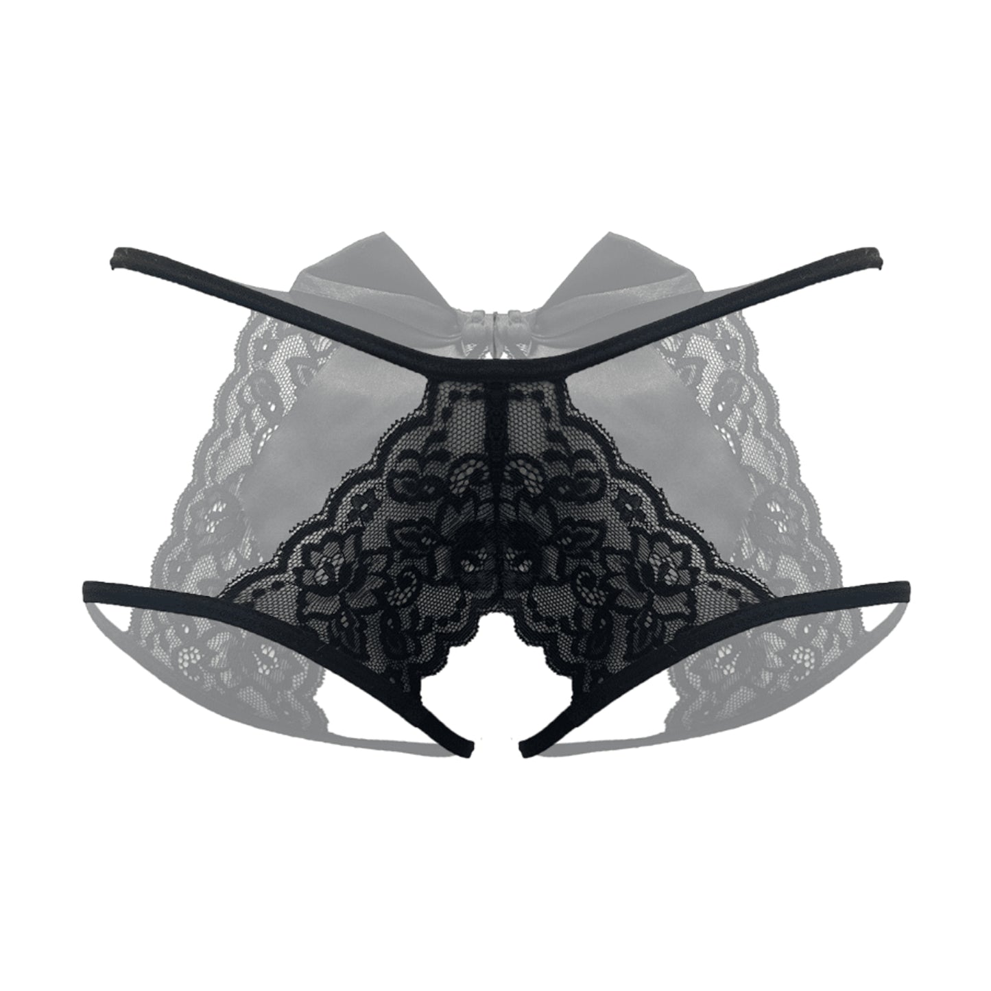Black lace panty full view showing open styling