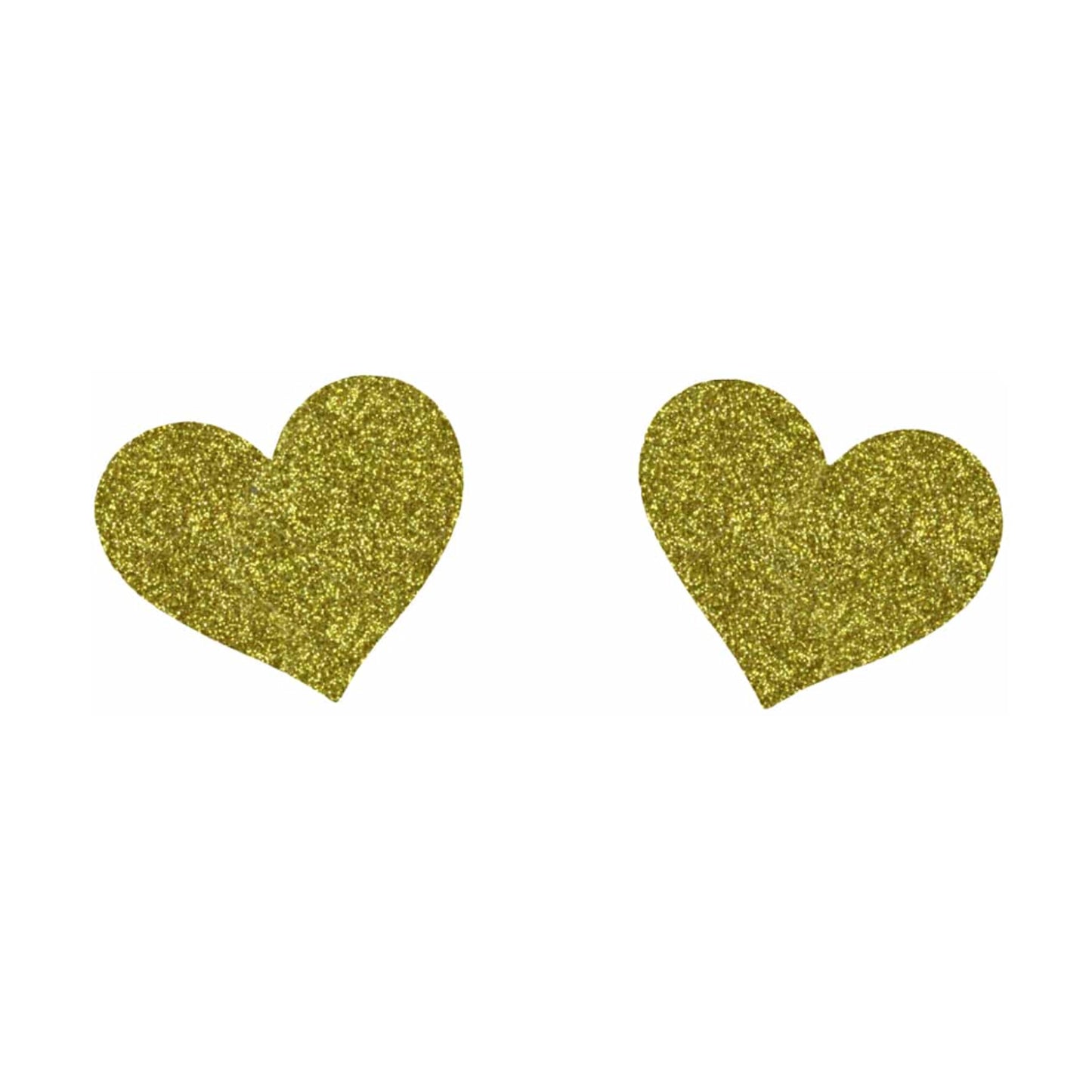 Gold glitter heart-shaped nipple pasties front view