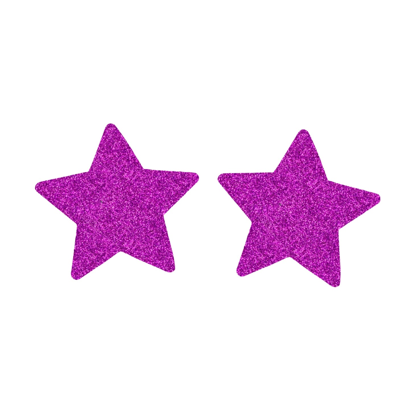 Purple glitter star-shaped nipple pasties front view