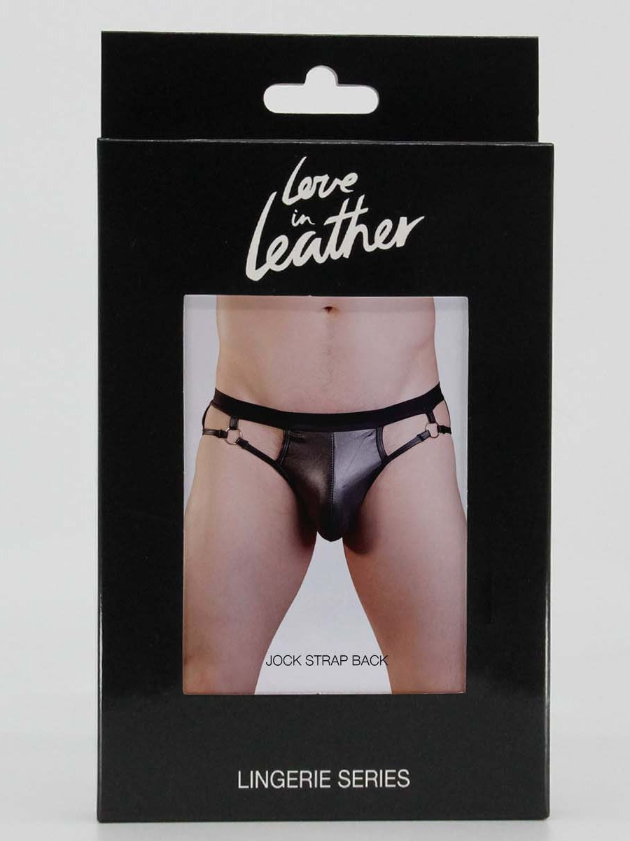 Love In Leather Boxed Wet Look Jock Strap Double Ring L/XL