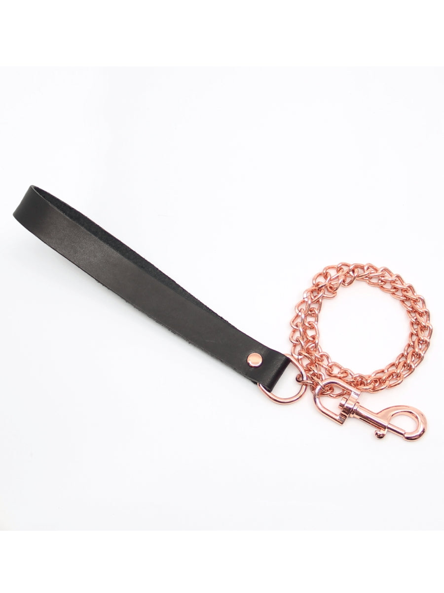 Love In Leather Chain Leash Black/Rose Gold