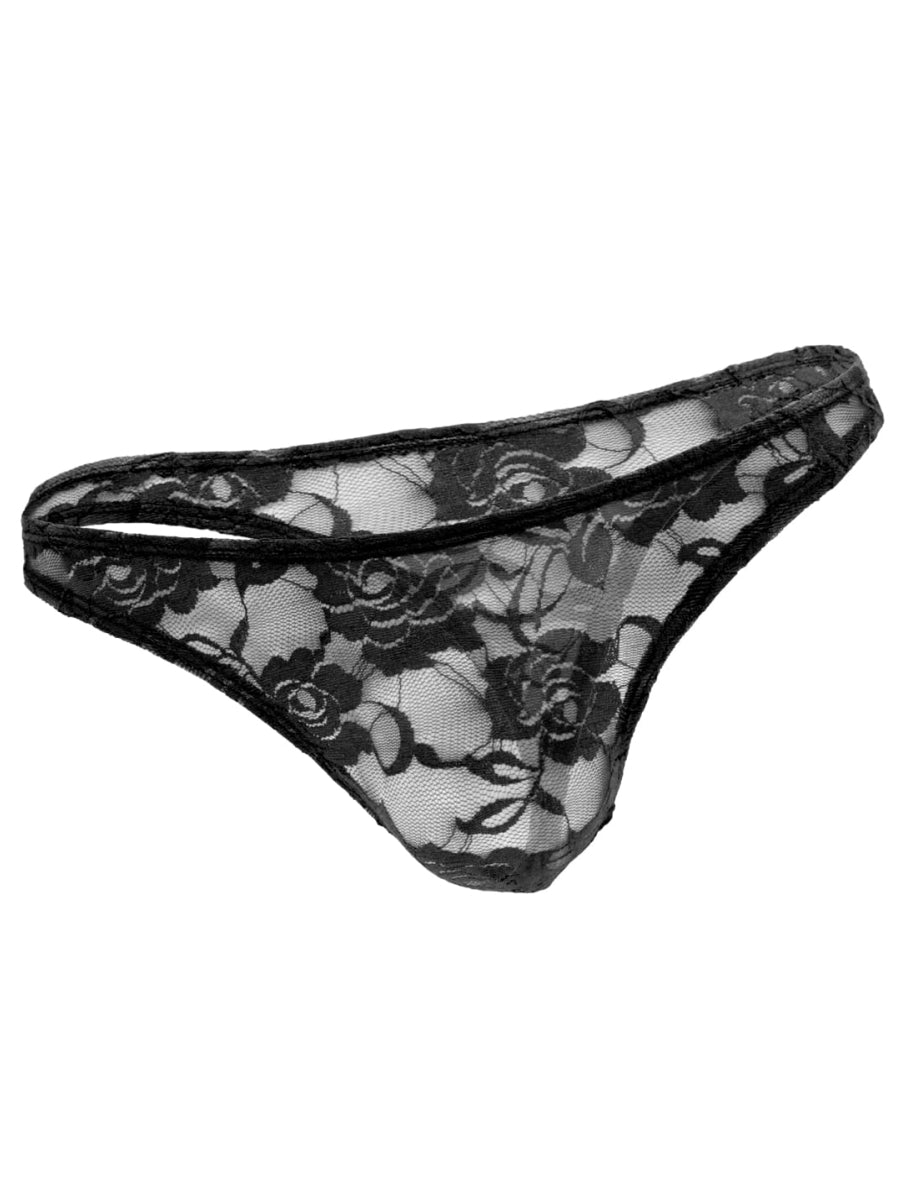 Love In Leather Mens Lace G-String Black L/XL