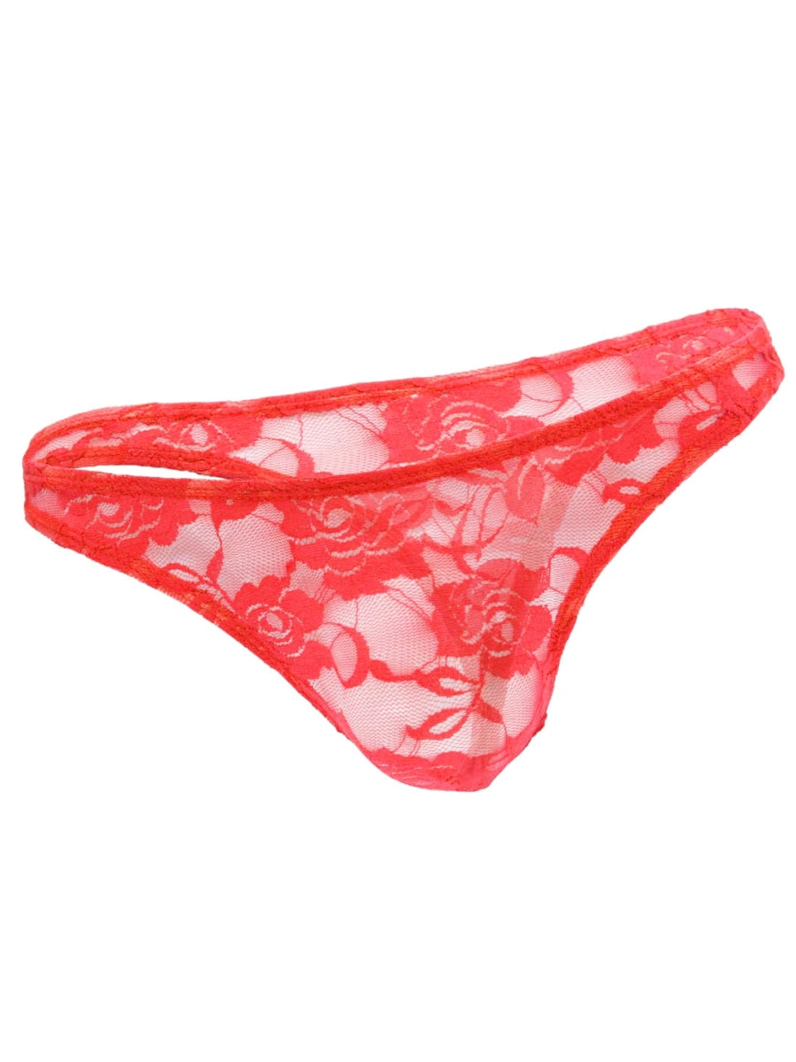 Love In Leather Mens Lace G-String Red L/XL