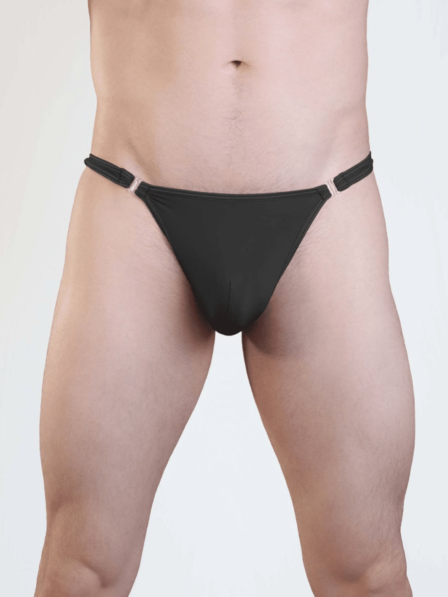 Love In Leather Mens Stripper Clip G-String Black L/XL