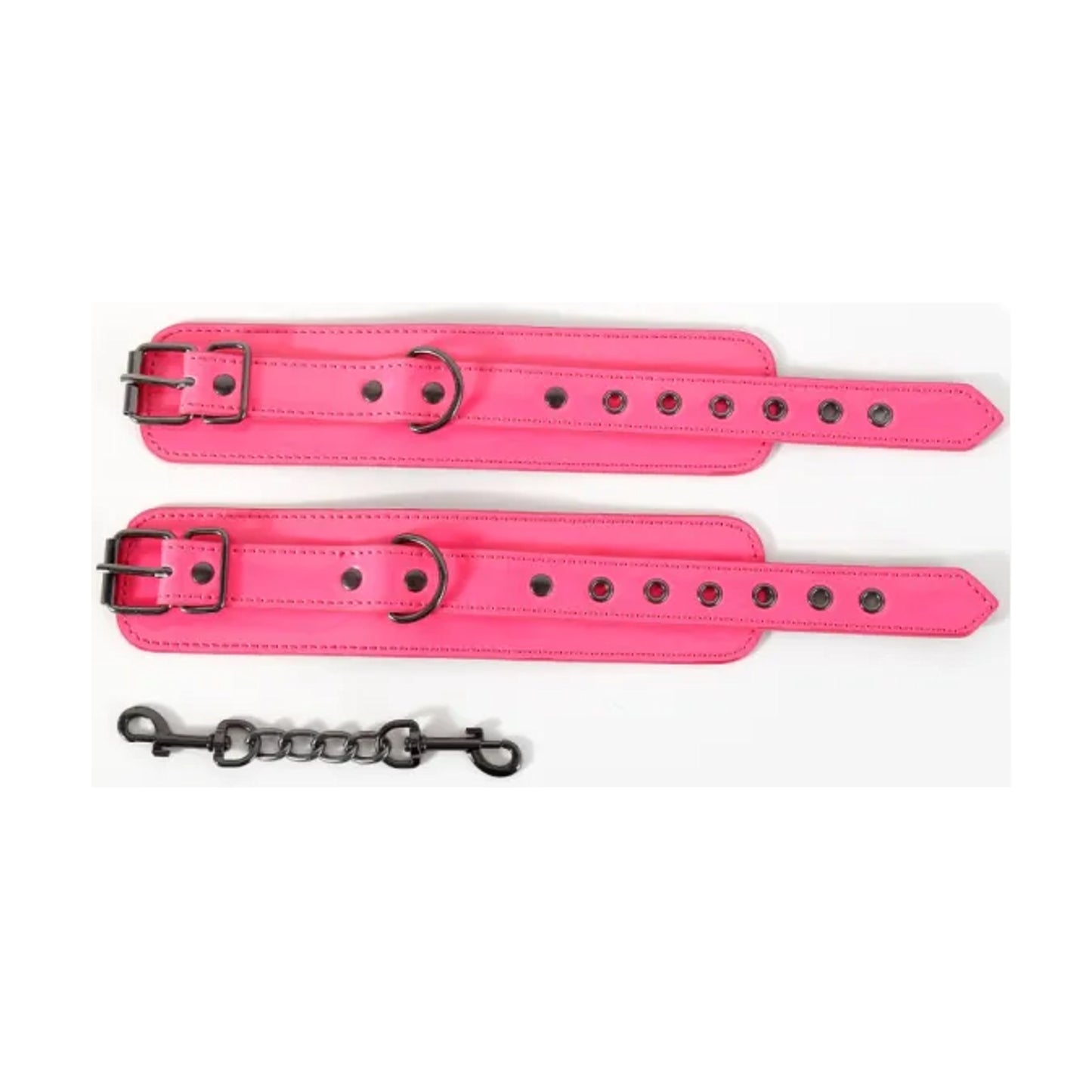 Top view of hot pink wrist cuffs and adjustable straps