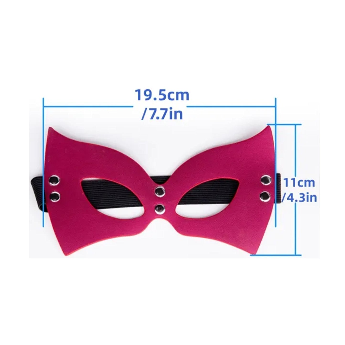 Venetian mask with dimensions showing width and height