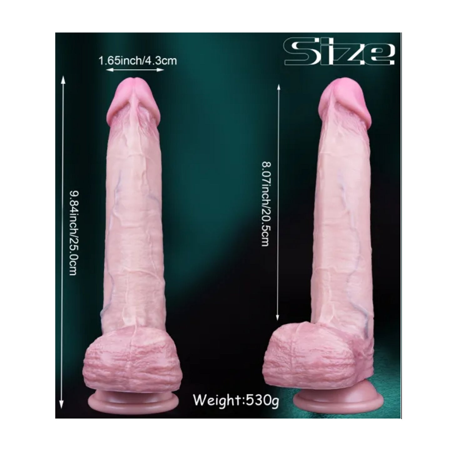 Dimension graphic showing measurements and product weight
