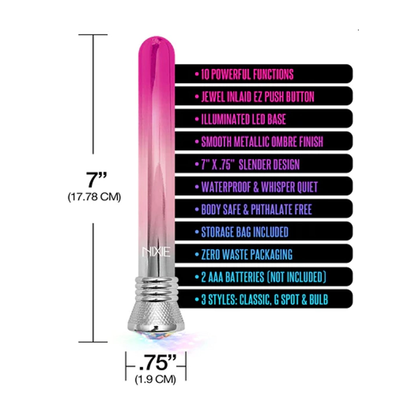 Vibrator diagram showing measurements and features