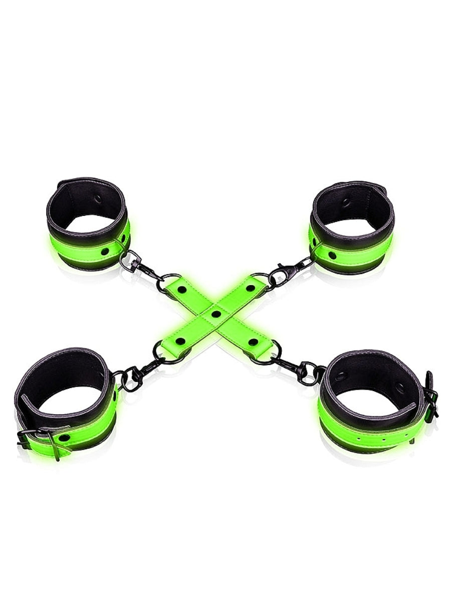 Ouch! Glow In The Dark Bonded Leather Hogtie & Cuff Kit