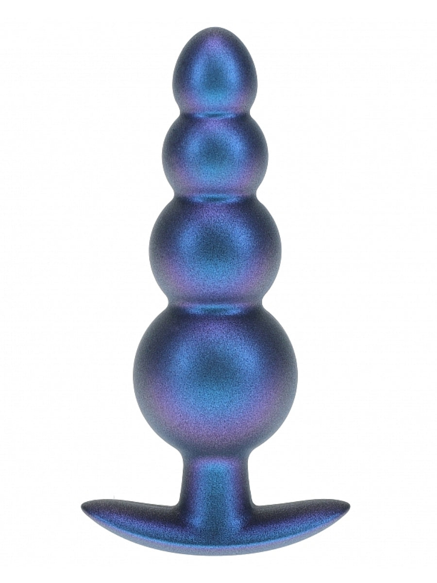 Ouch! Smooth Beaded Silicone Anal Plug Blue