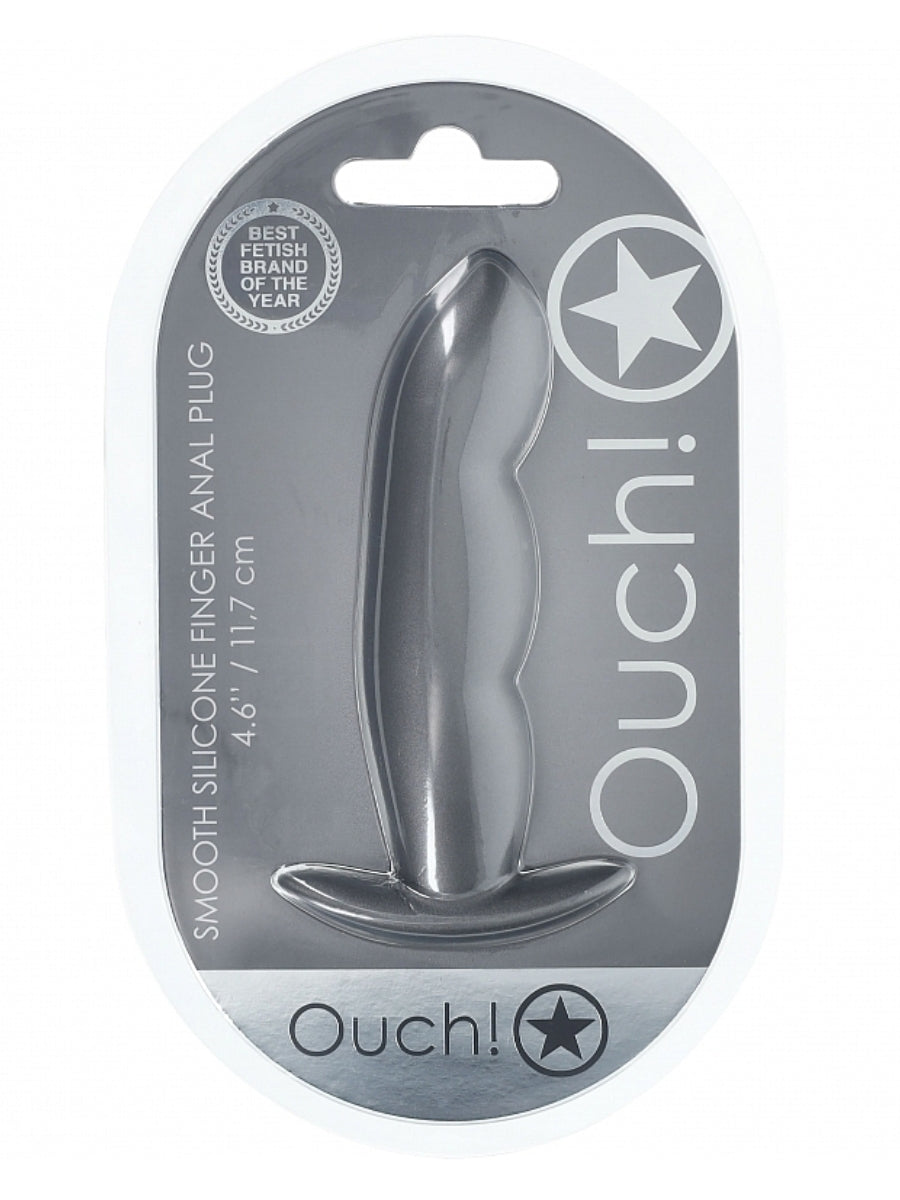 Ouch! Smooth Finger Silicone Anal Plug Gunmetal