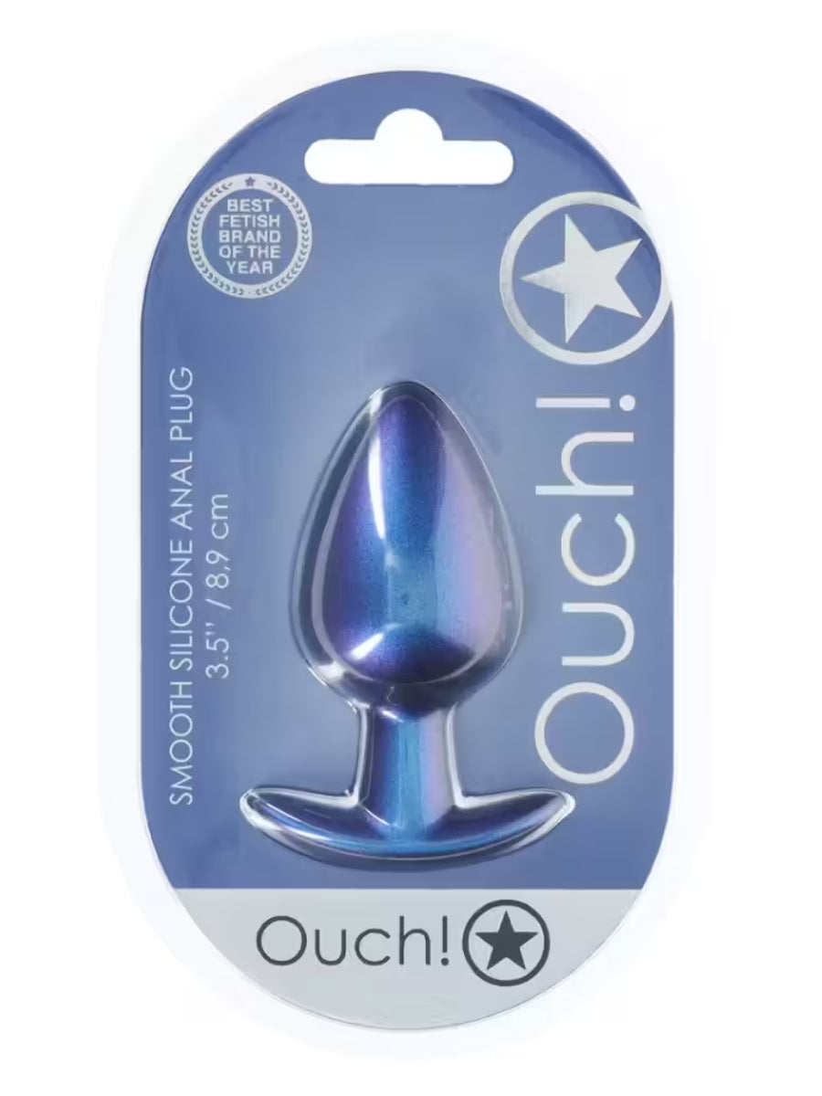 Ouch! Smooth Silicone Anal Plug Large Blue