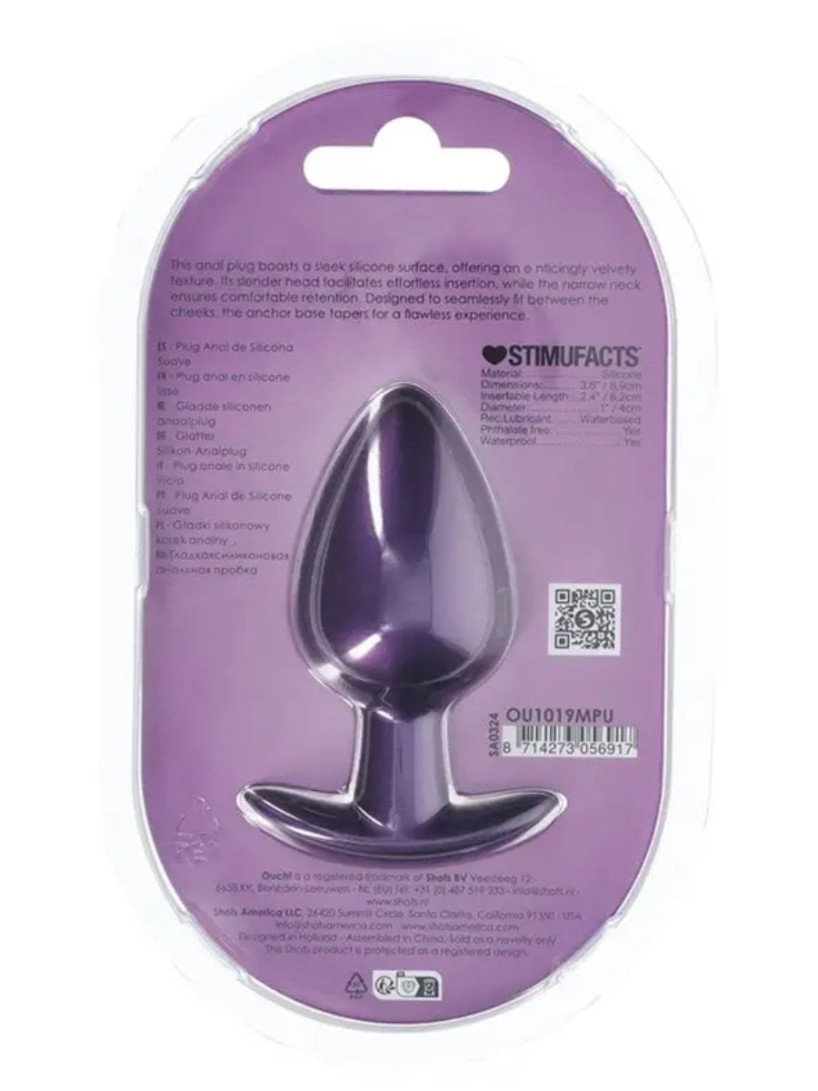 Ouch! Smooth Silicone Anal Plug Large Purple