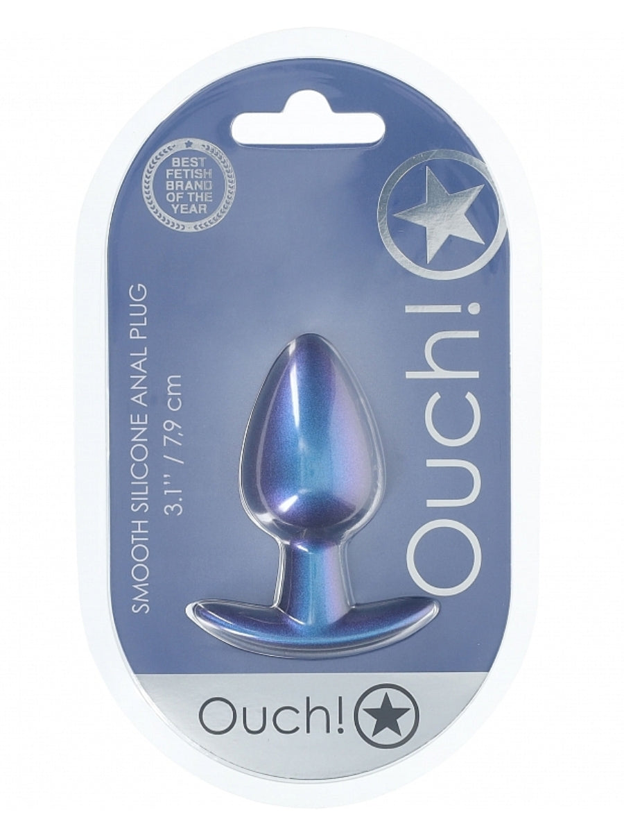 Ouch! Smooth Silicone Anal Plug Medium Blue
