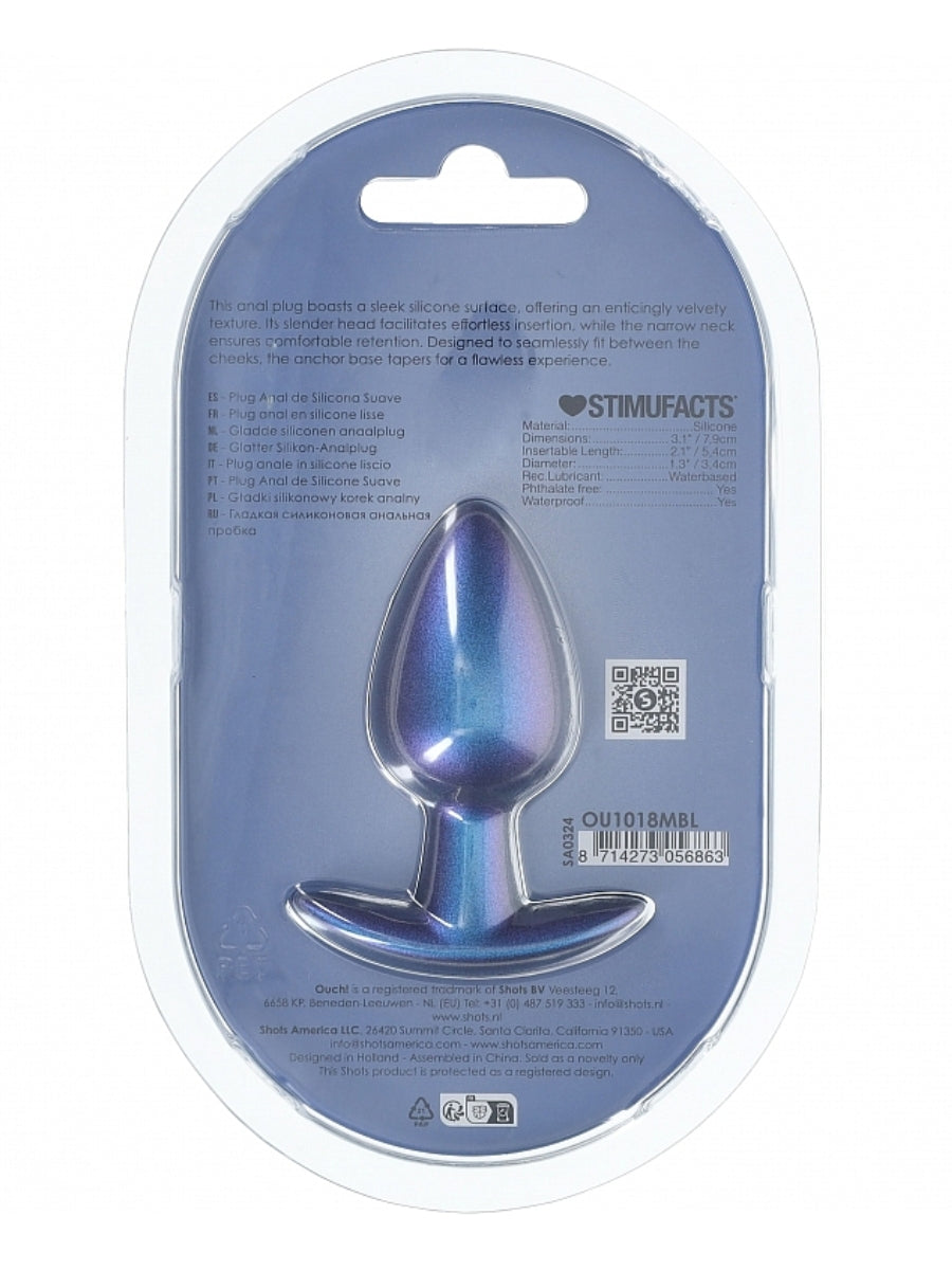 Ouch! Smooth Silicone Anal Plug Medium Blue