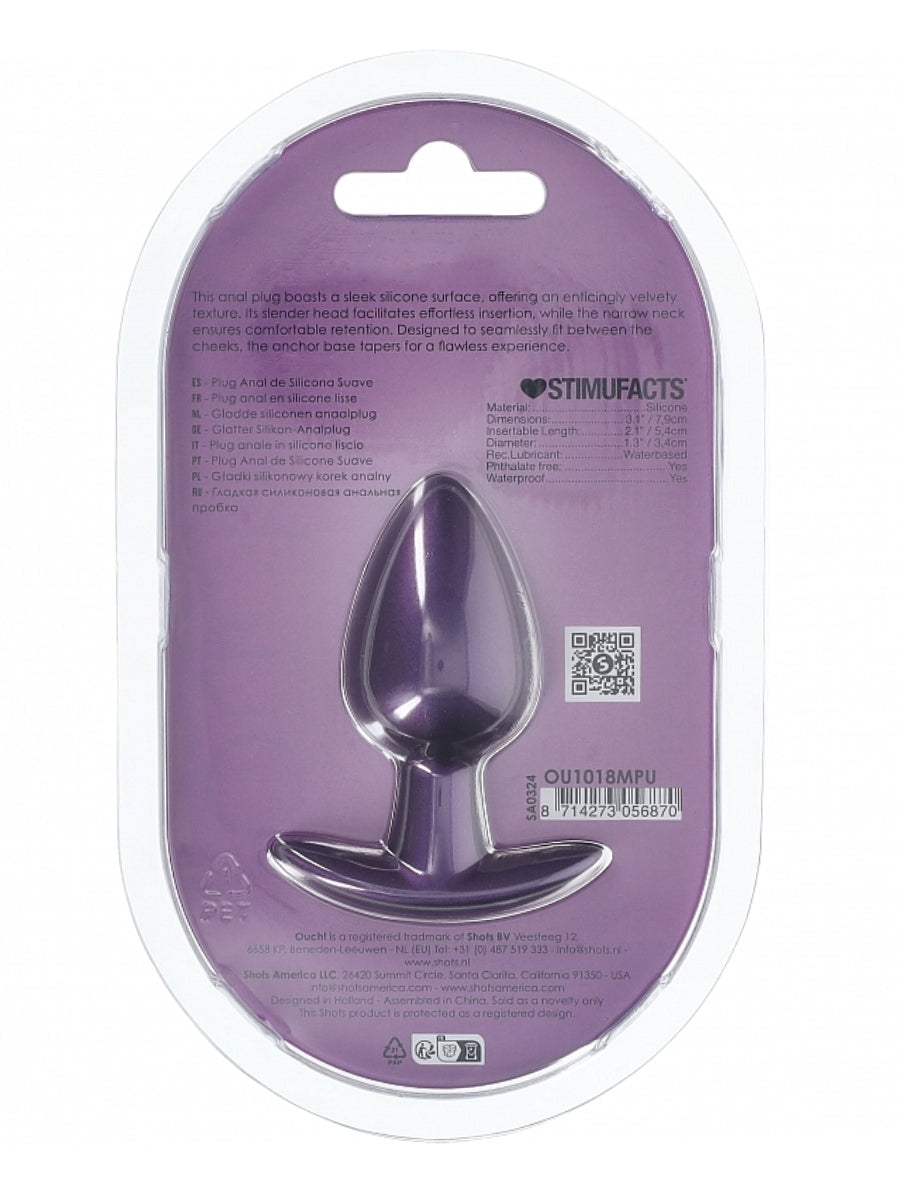 Ouch! Smooth Silicone Anal Plug Medium Purple