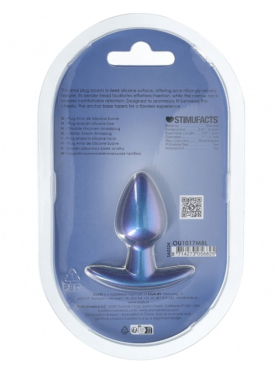 Ouch! Smooth Silicone Anal Plug Small Blue