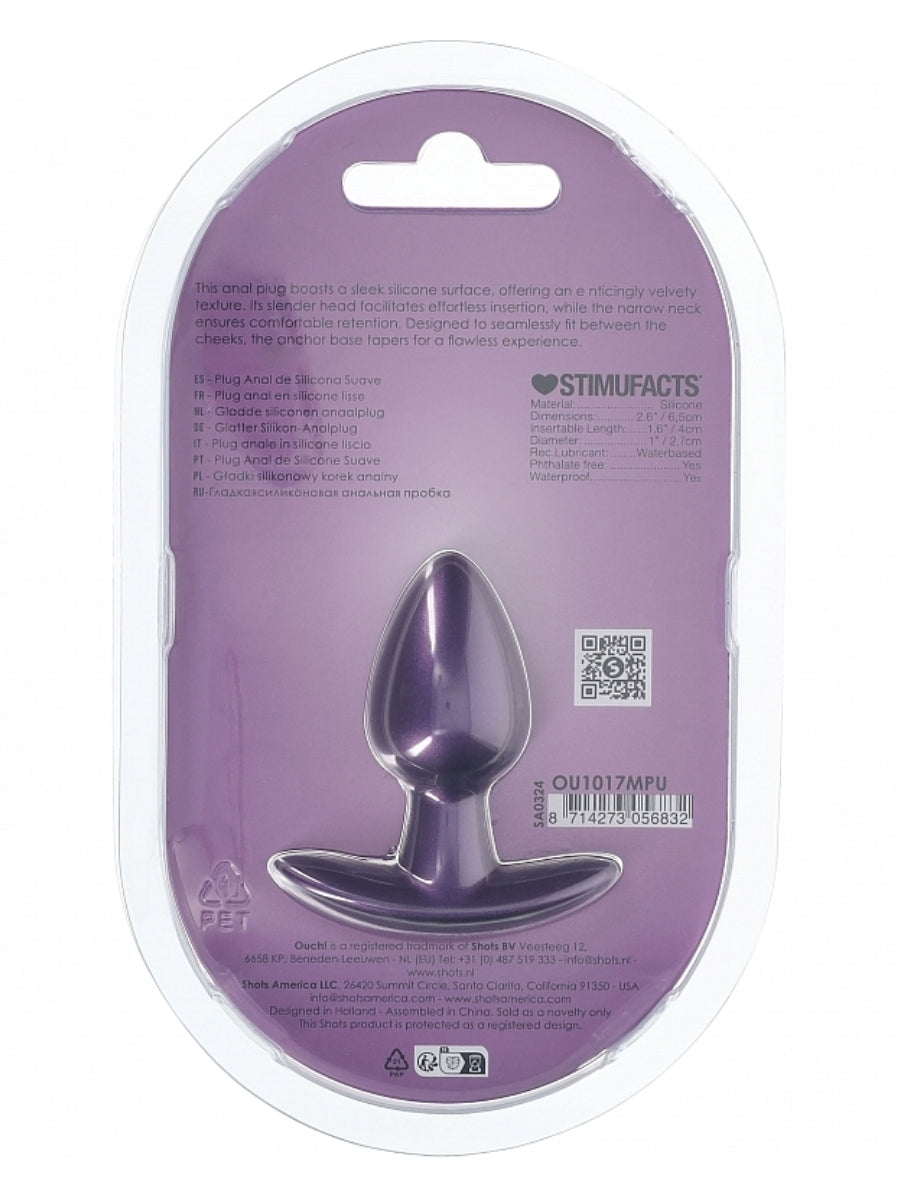 Ouch! Smooth Silicone Anal Plug Small Purple