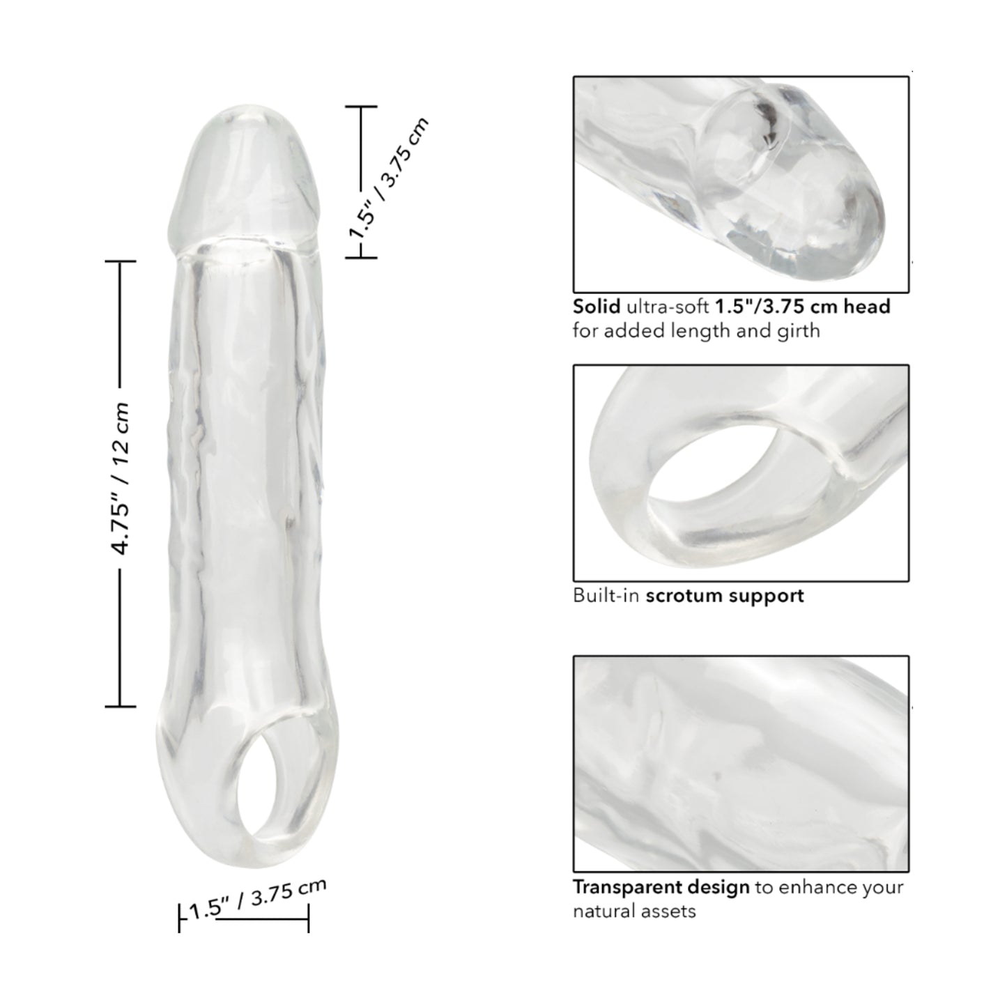 Size and measurement diagram for extension sleeve