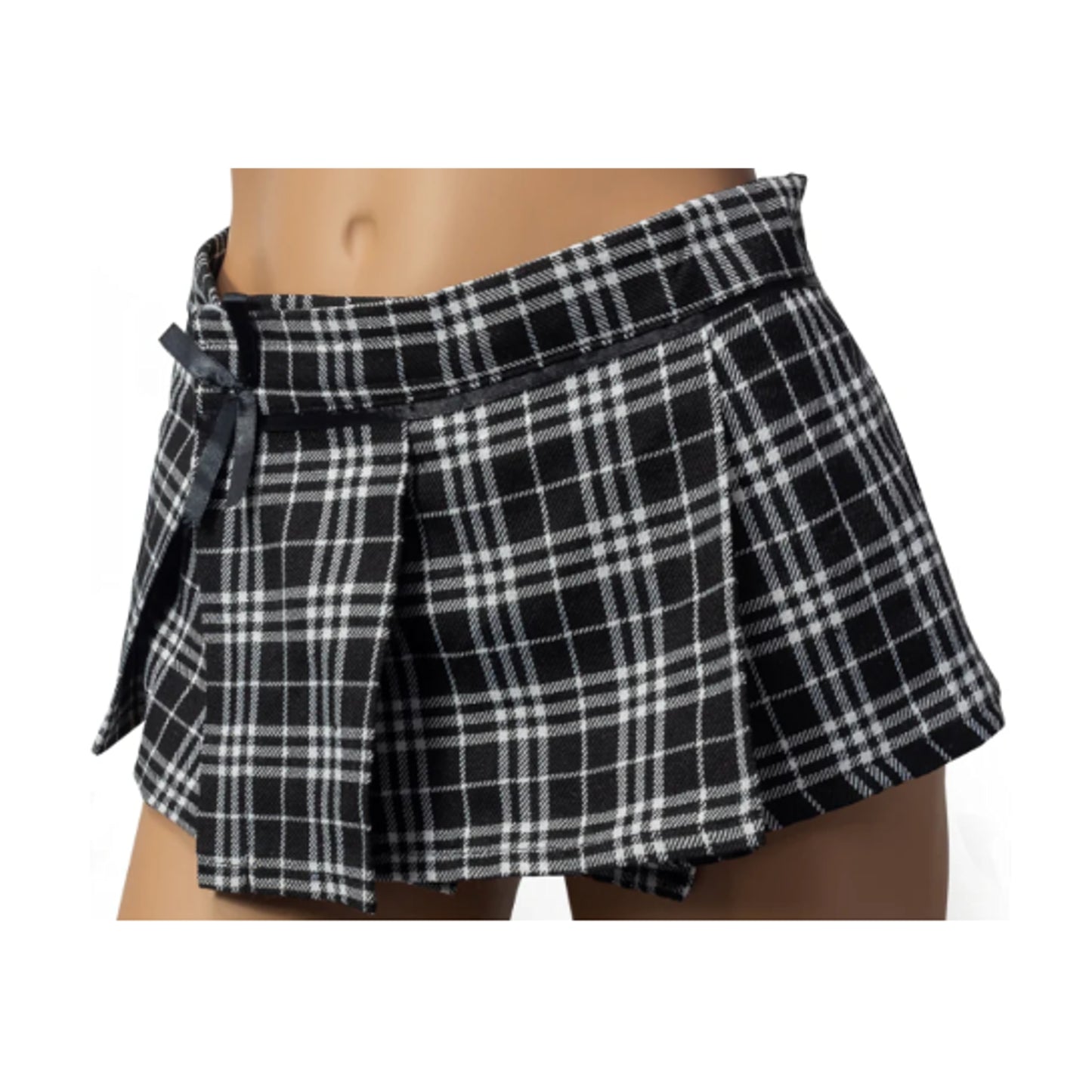 Poison Rose Schoolgirl Tartan Skirt Black front view