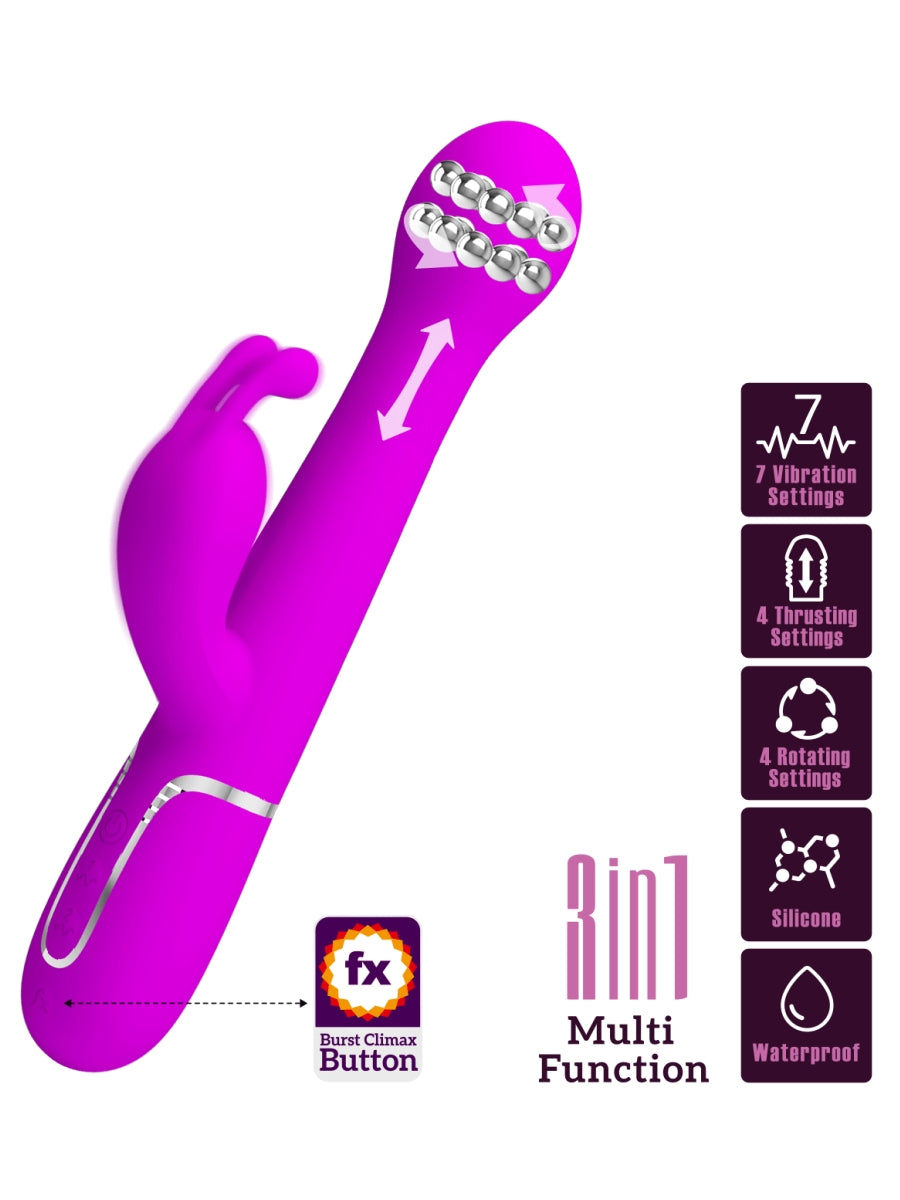 Pretty Love Dejon 3 in 1 Rabbit Vibrator Magenta