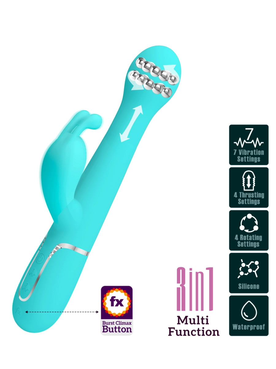 Pretty Love Dejon 3 in 1 Rabbit Vibrator Teal
