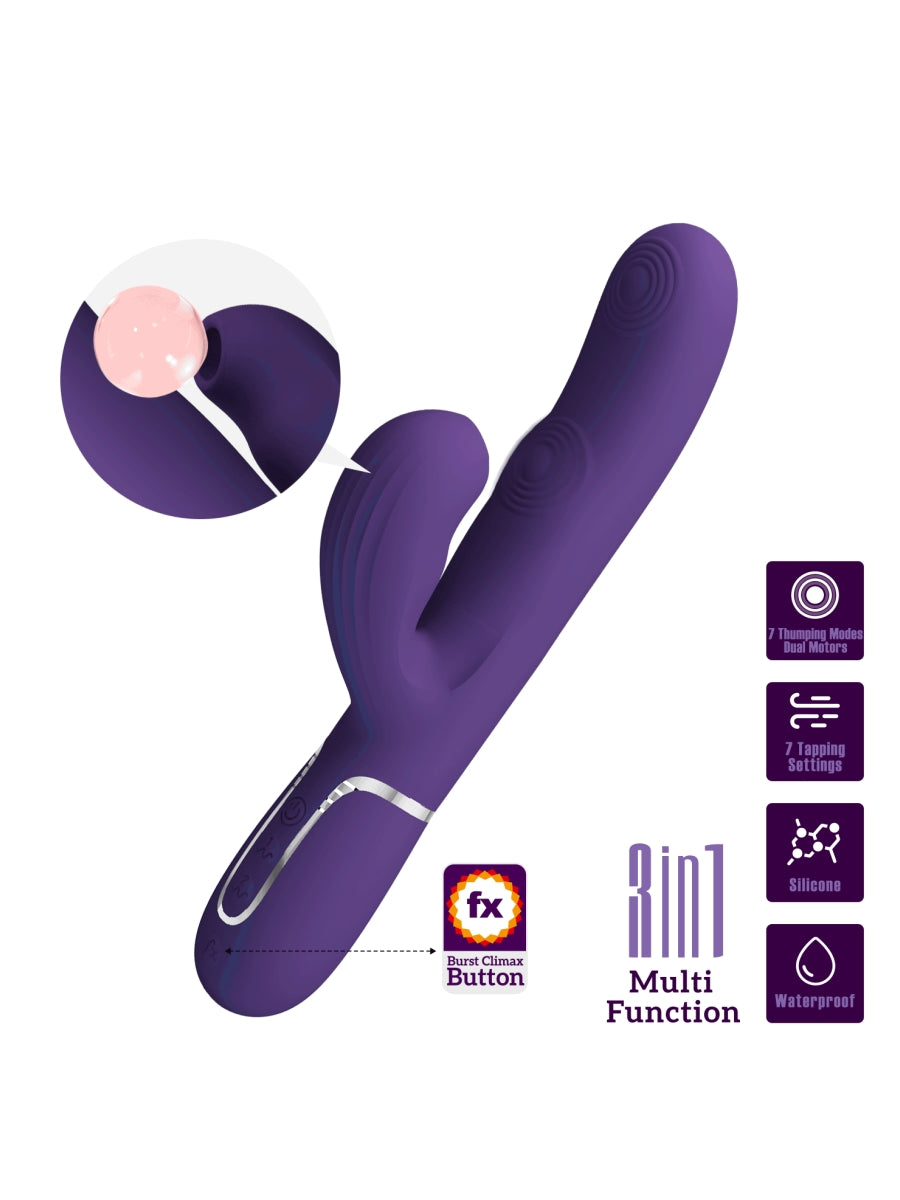 Pretty Love Perdita 3 In 1 Rabbit Vibrator Purple