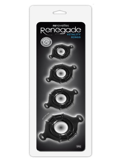 Renegade Vitality Cock Ring 4 Pack Black 1