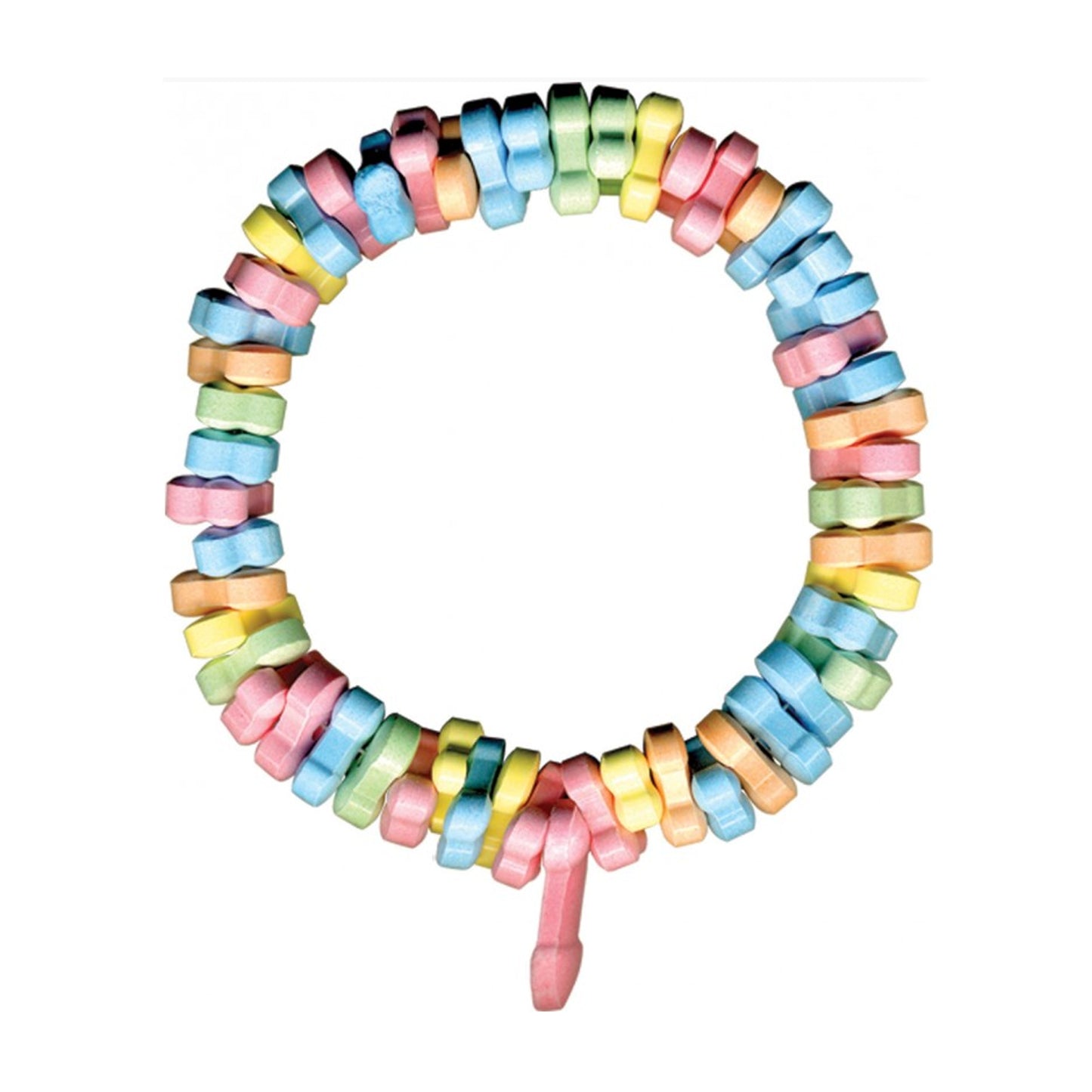 Rainbow penis candy necklace out of packaging
