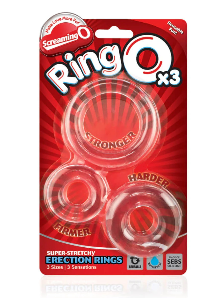 RingO x3 Cock Ring 3 Pack Clear 1