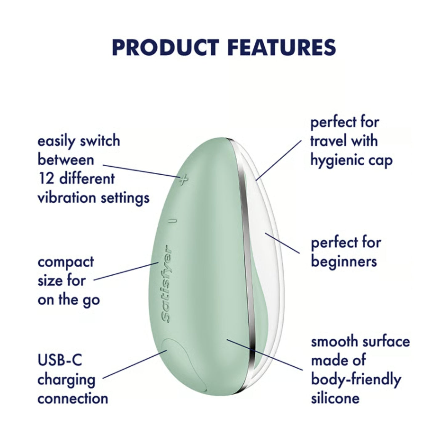Satisfyer Drop To Go vibration features graphic