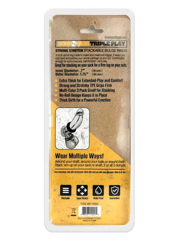 Boneyard Triple Play Cock Ring 3 Pack - Passionzone Adult Store