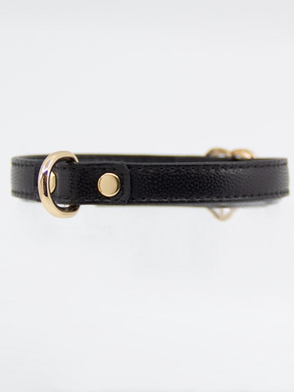 Love In Leather Heart Buckle Collar Black/Gold - Passionzone Adult Store
