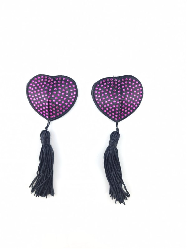 Poison Rose Diamante Nipple Pasties Pink/Black - Passionzone Adult Store