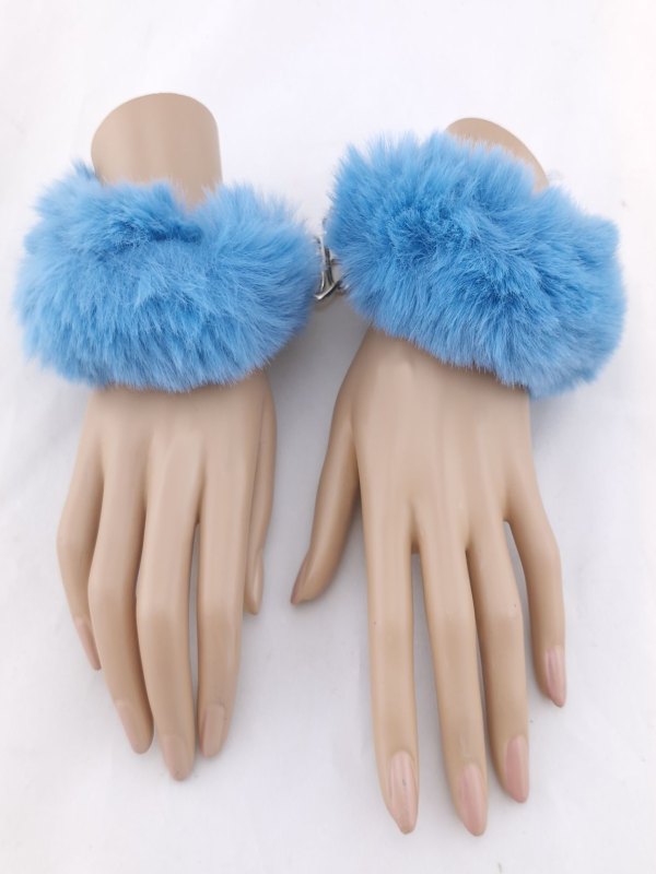 Poison Rose Fluffy Metal Hand Cuffs Teal - Passionzone Adult Store