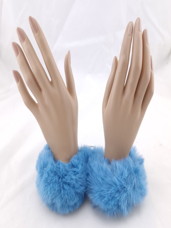 Poison Rose Fluffy Metal Hand Cuffs Teal - Passionzone Adult Store