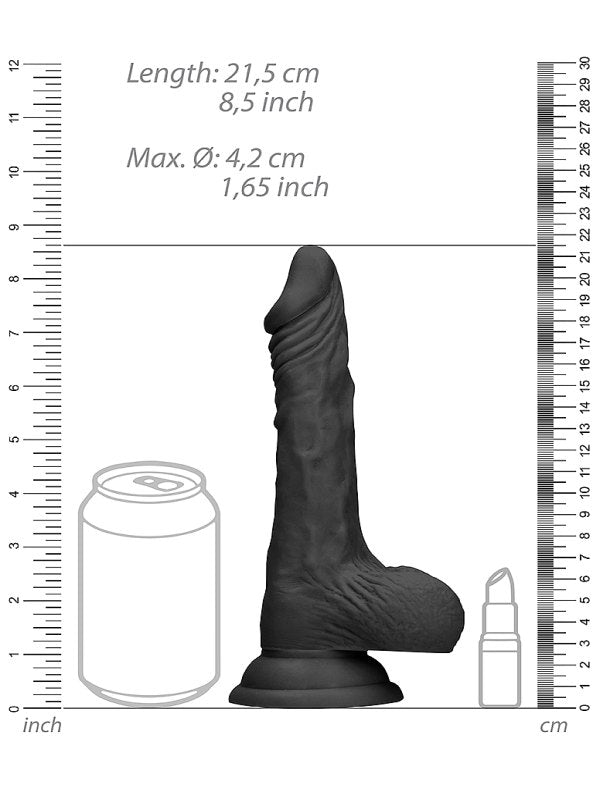 Real Rock Skins 8" Dildo with Balls Black - Passionzone Adult Store