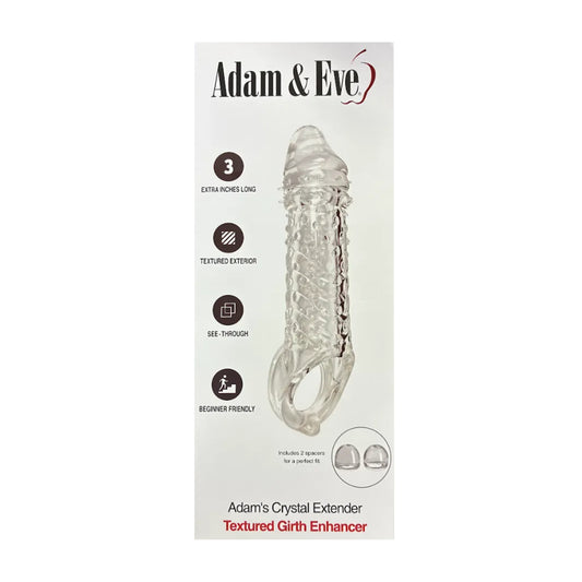 Adam & Eve Adams 3 Inch Textured Girth Enhancer Clear retail packaging