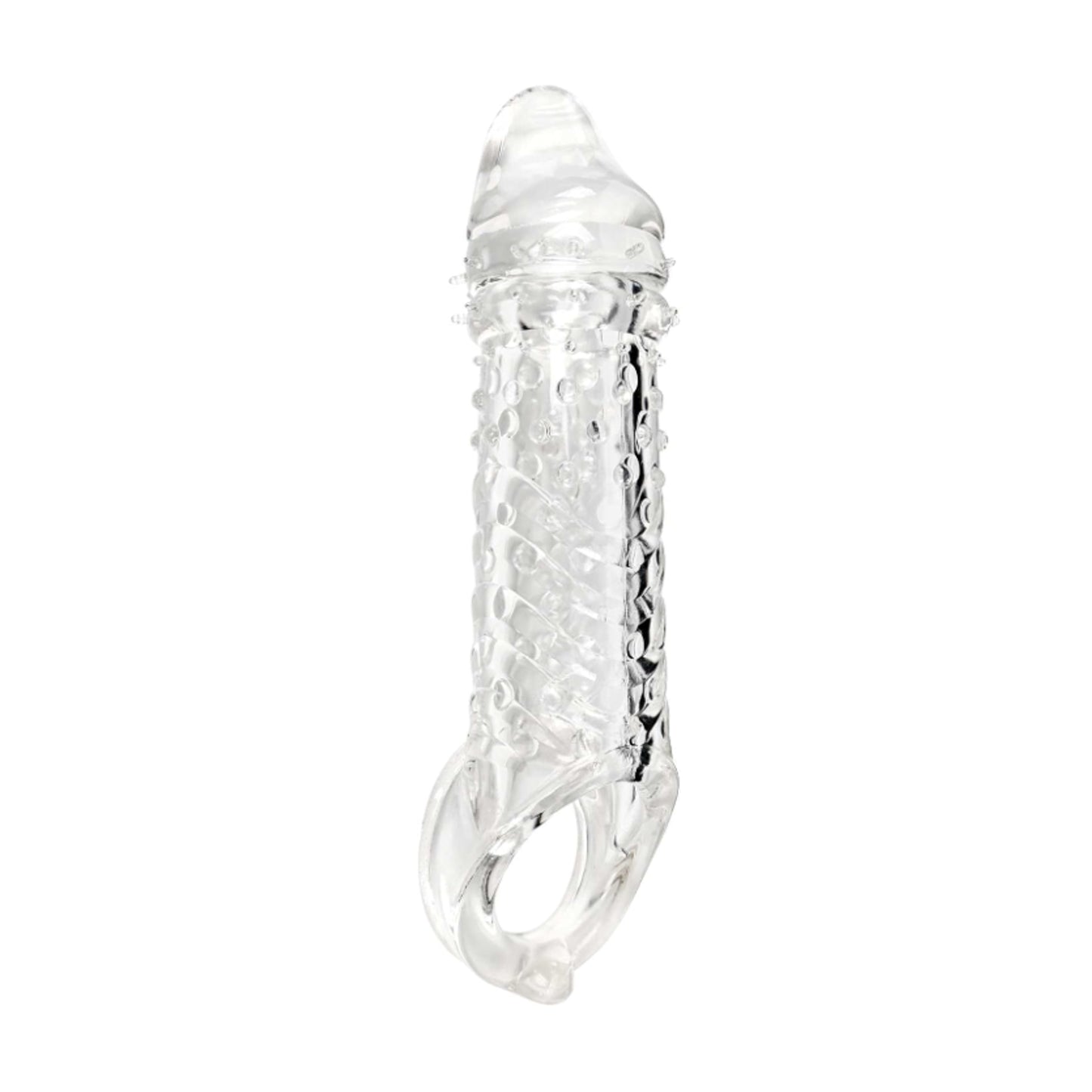 Left angled view of textured girth enhancer sleeve