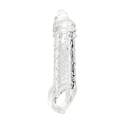 Left angled view of textured girth enhancer sleeve