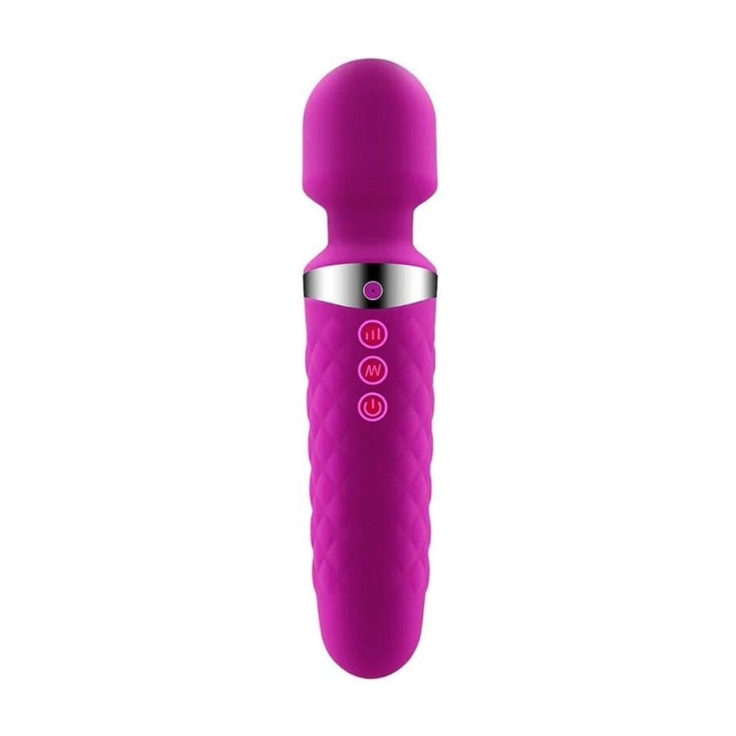 Fuchsia wand massager front view with control buttons