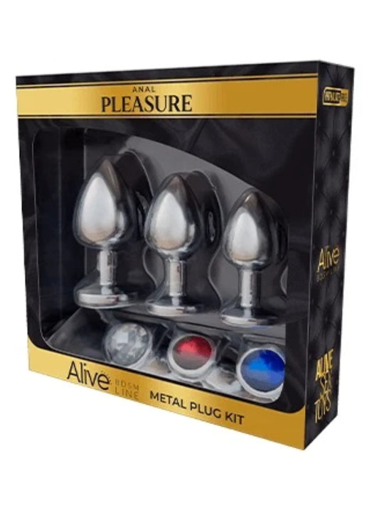 Alive BDSM Line 3 Piece Metal Plug Kit