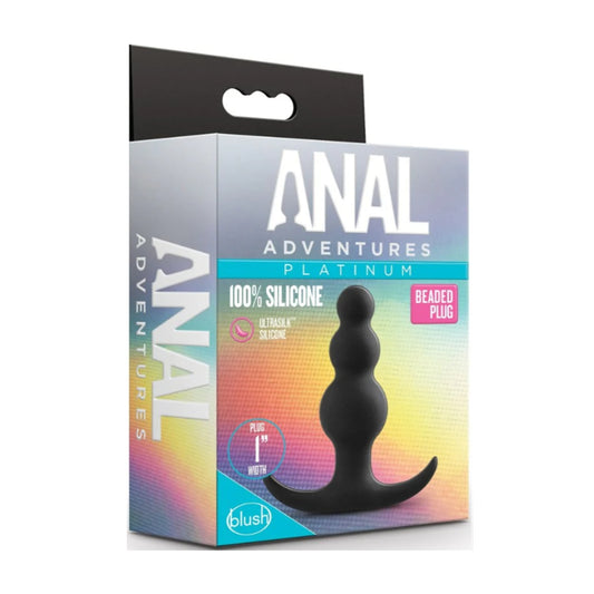 Anal Adventures Platinum Beaded Anal Plug in retail packaging