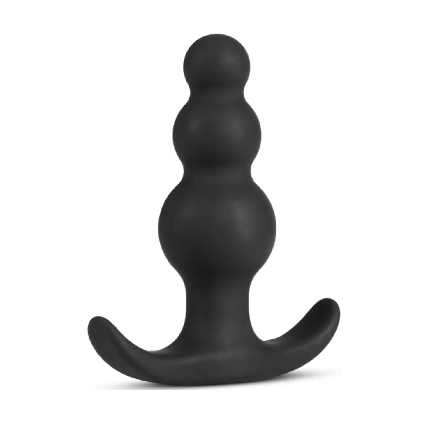 Angled rear view of beaded silicone plug with anchor base