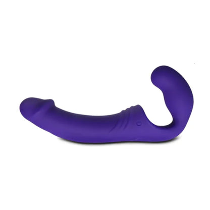Strapless dildo laying on its side, curved profile