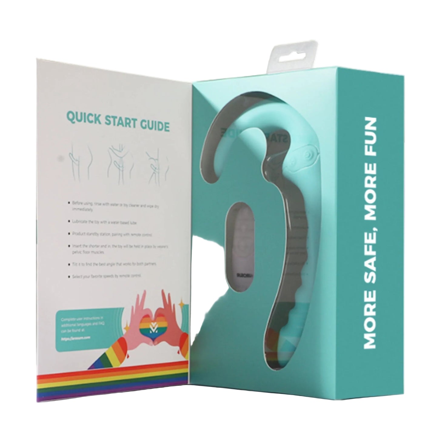 Open box showing VibraTwin toy and internal packaging